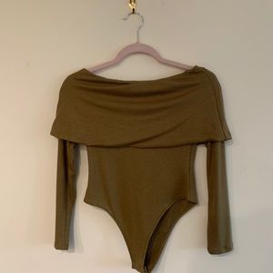 olive bodysuit. Open shoulder. Super comfy